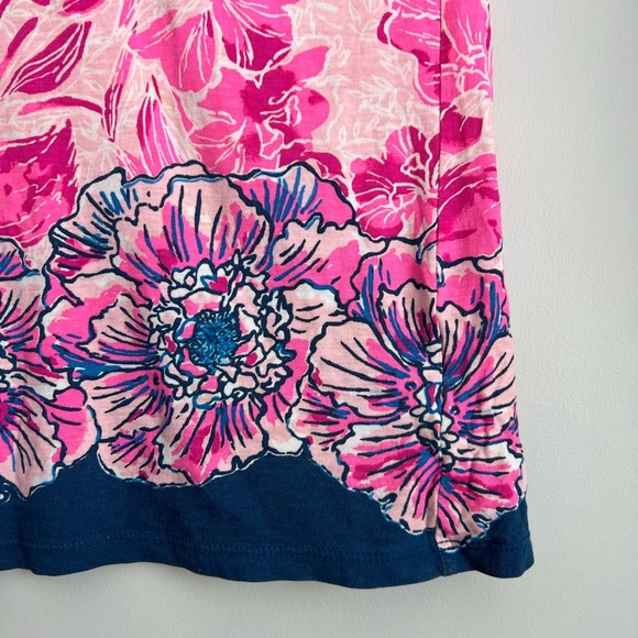 Lilly Pulitzer Girls Sorrento Dress Flounce L Large 8-10 Pink Blue Floral - Picture 2 of 8